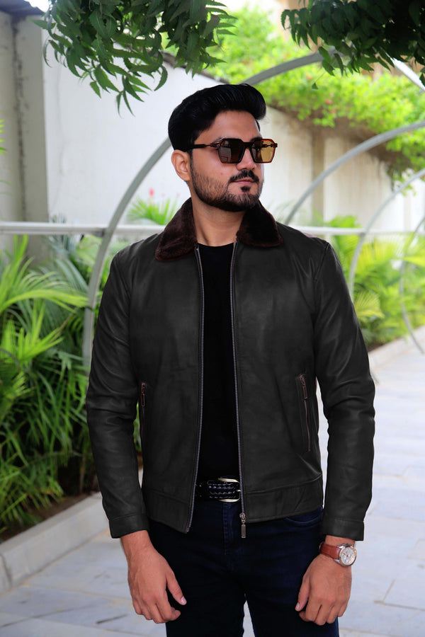 Fur Collar Leather Jacket