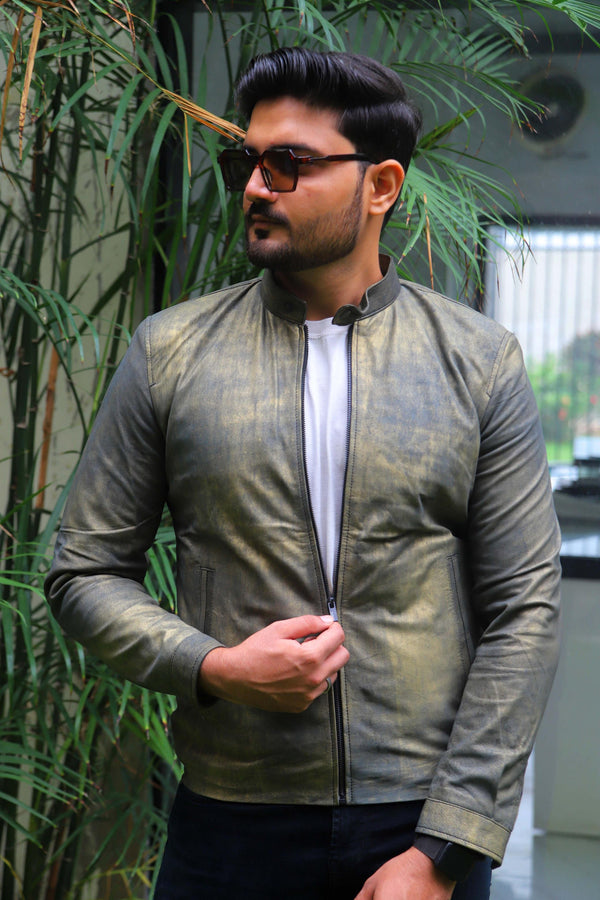 Vintage Grey Leather Jacket