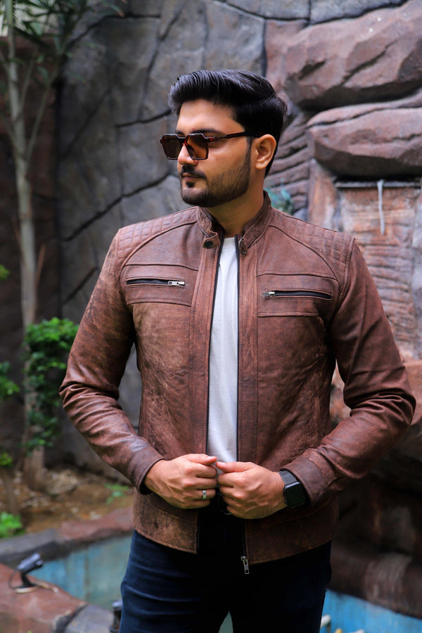 Vintage Diamond Leather Jacket