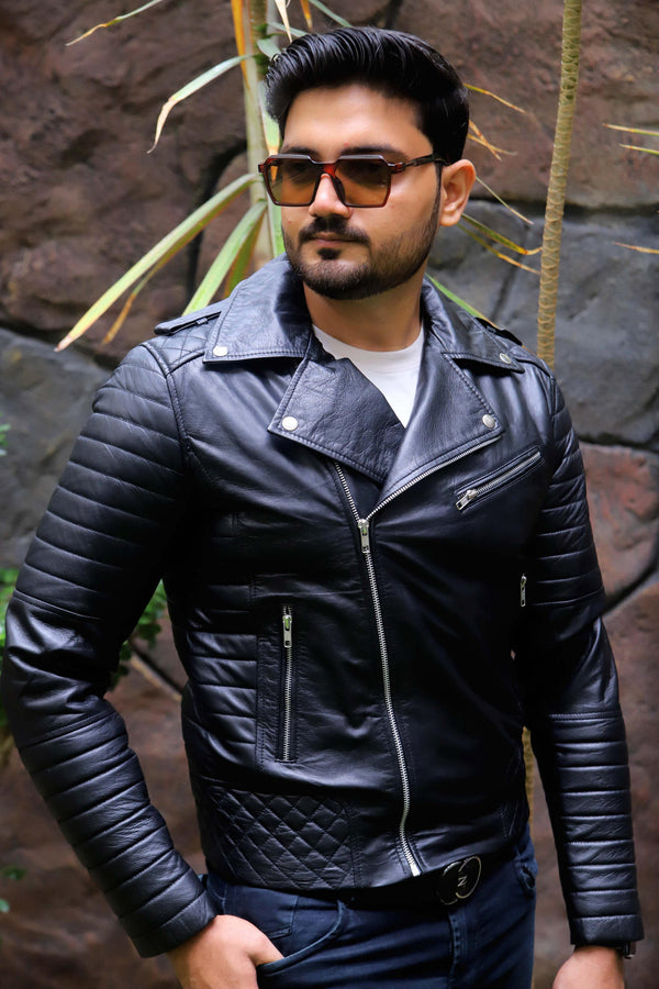 Asymmetric Biker Leather Jacket