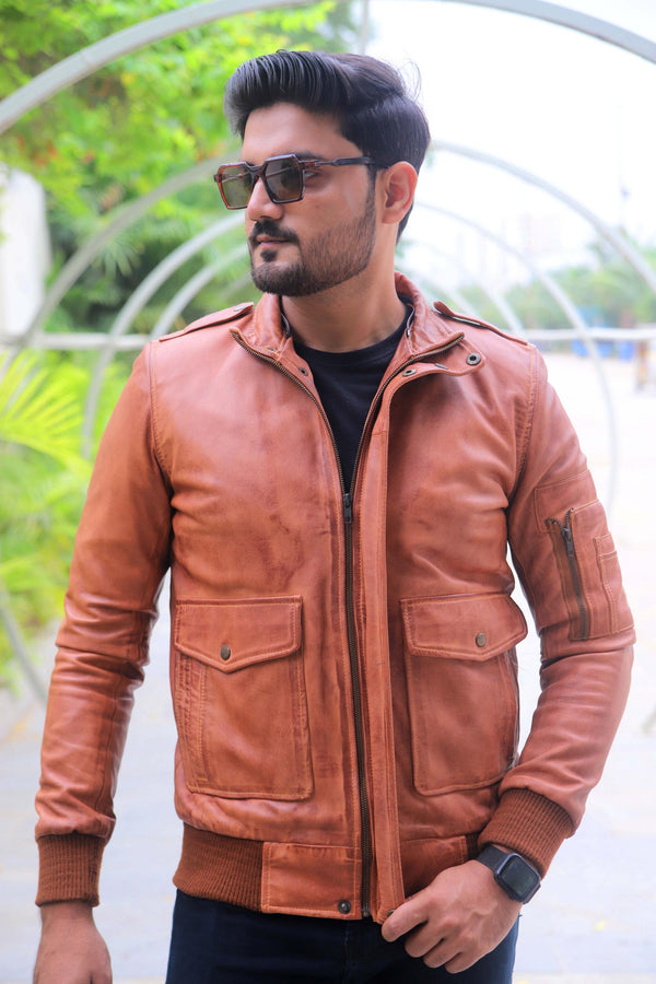 Aviator Bomber Leather Jacket